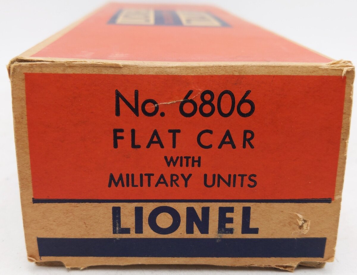 Lionel 6806 Vintage O Flatcar w/ Pyro USMC Tank & Medical Box Truck VG/Box