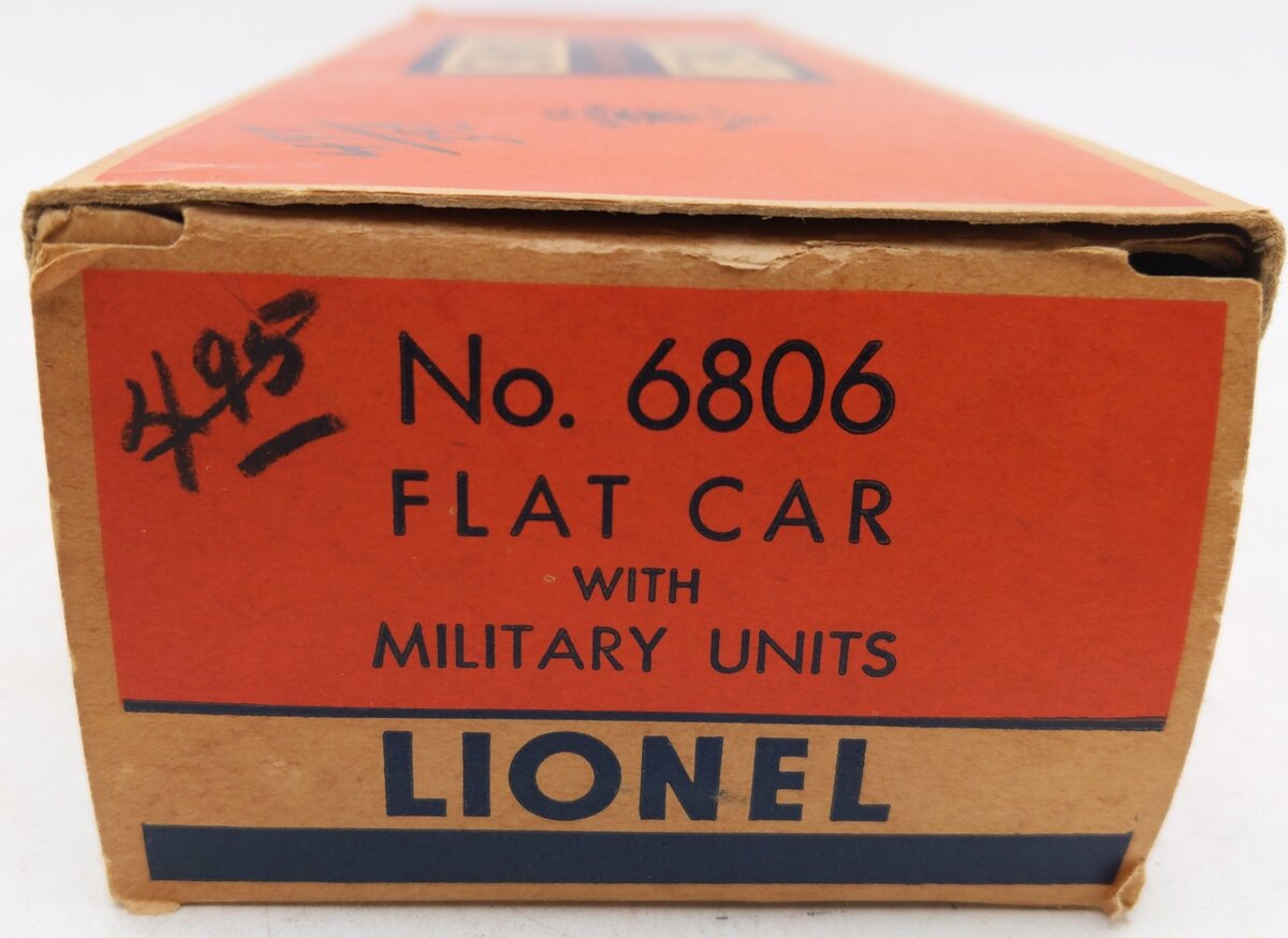 Lionel 6806 Vintage O Flatcar w/ Pyro USMC Tank & Medical Box Truck VG/Box