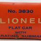 Lionel 3830 Vintage O Flatcar with Operating U.S. Navy Submarine VG/Box