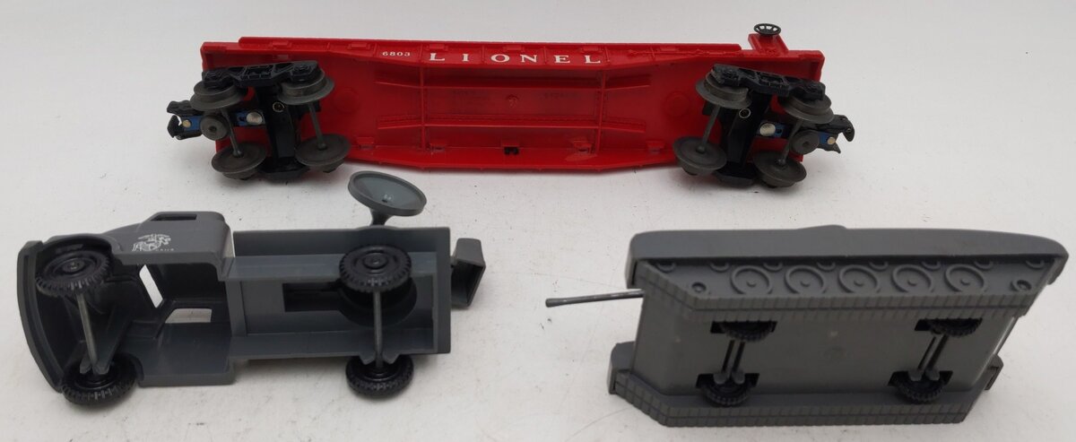 Lionel 6803 Vintage O Flatcar w/ USMC Tank & Sound Truck VG
