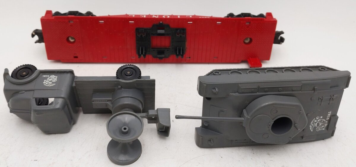 Lionel 6803 Vintage O Flatcar w/ USMC Tank & Sound Truck VG
