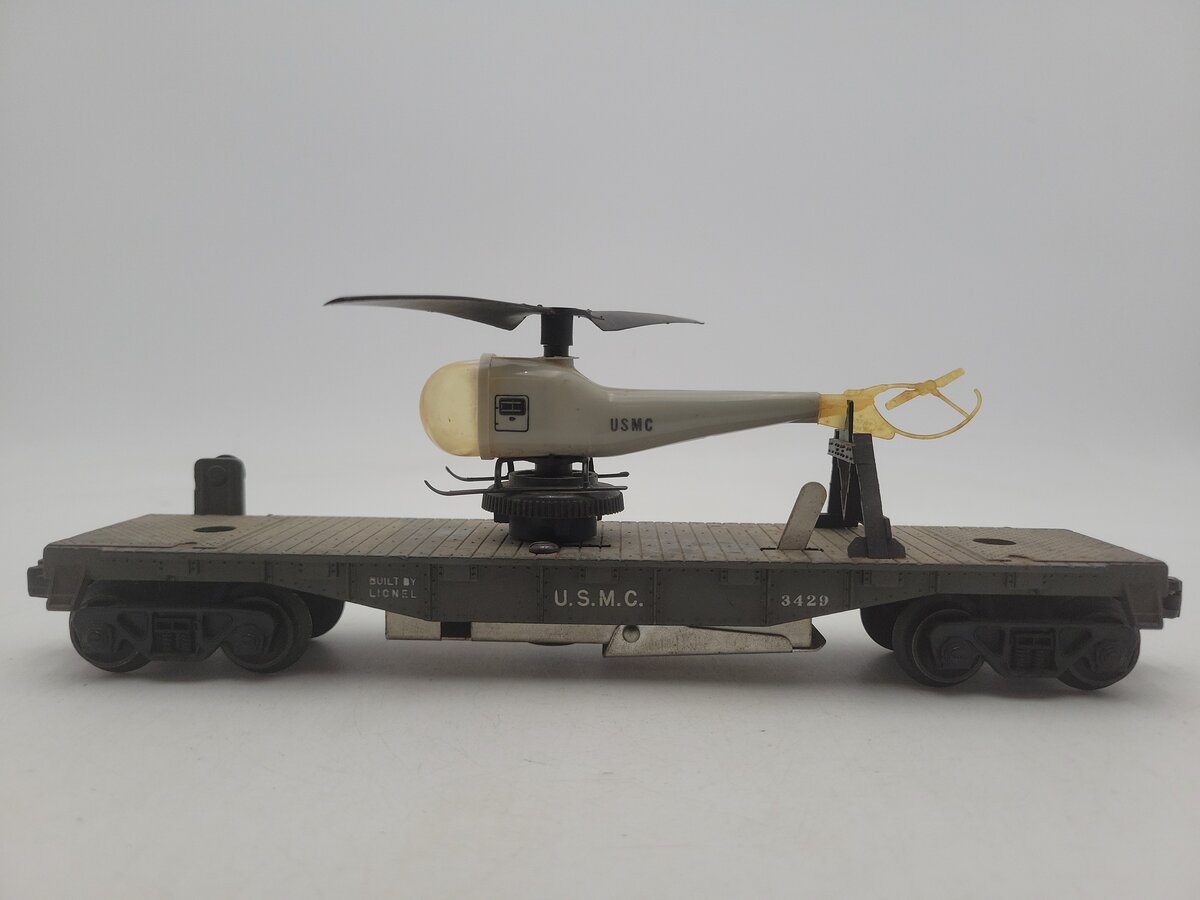 Lionel 3429 Vintage O USMC Operating Helicopter Car VG