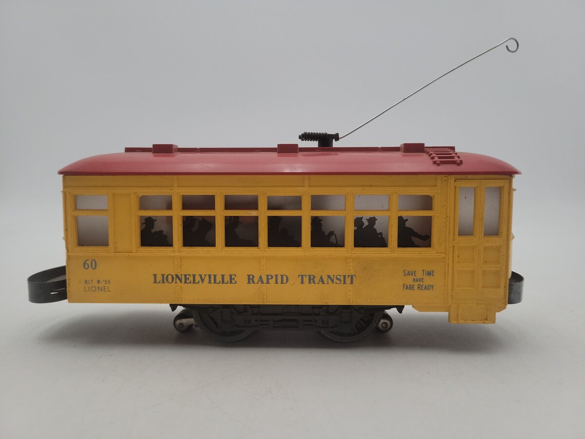 Lionel 60 Vintage O Lionelville Motorized Rapid Transit Trolley VG