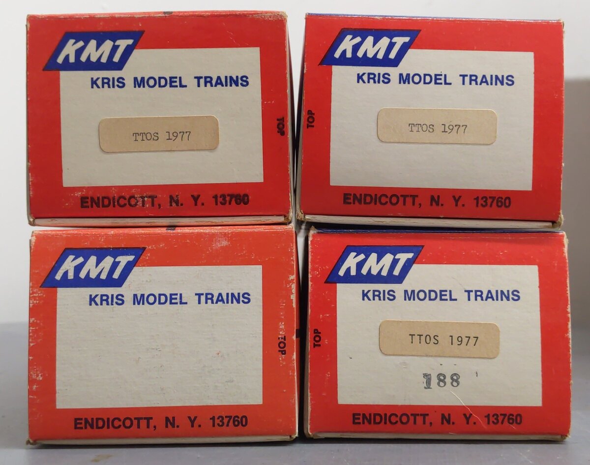 KMT O Gauge Toy Train Operating Society Boxcars #1981,1977,1977,1979 [4] VG/Box