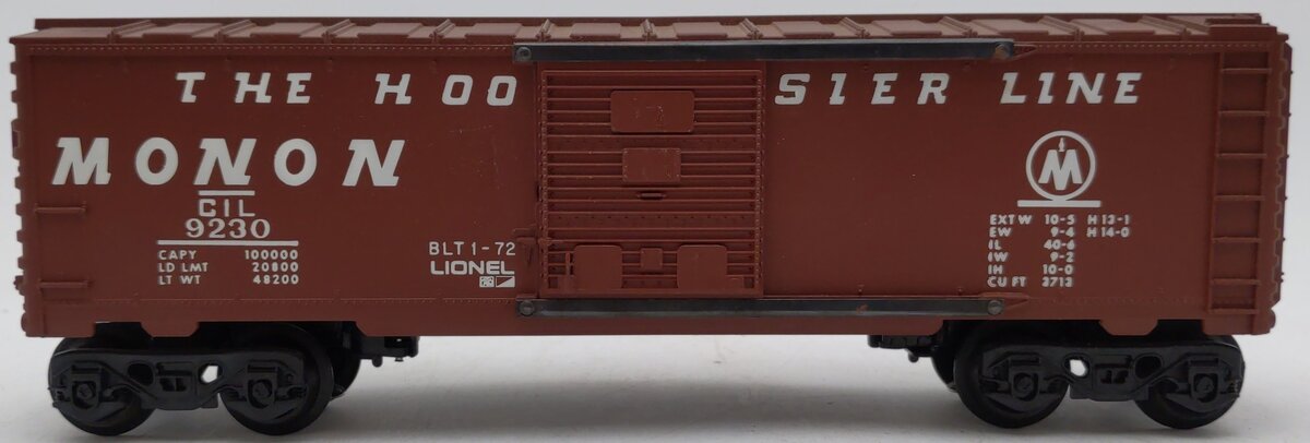 Lionel 6-9230 O Gauge Monon "The Hoosier Line" Boxcar VG/Box