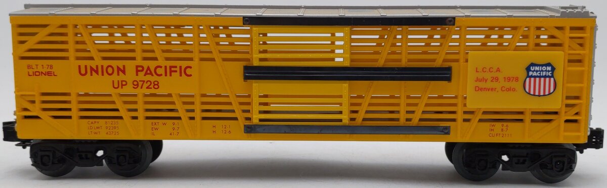 Lionel 6-9728 O Gauge Union Pacific LCCA Bi-level Stock Convention Car #9728 EX
