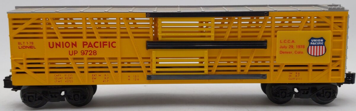 Lionel 6-9728 O Gauge Union Pacific LCCA Bi-level Stock Convention Car #9728 EX