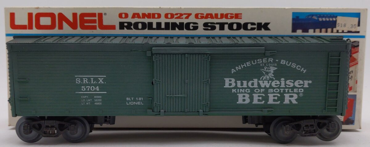 Lionel 6-5704 O Gauge Budweiser Woodside Reefer EX/Box