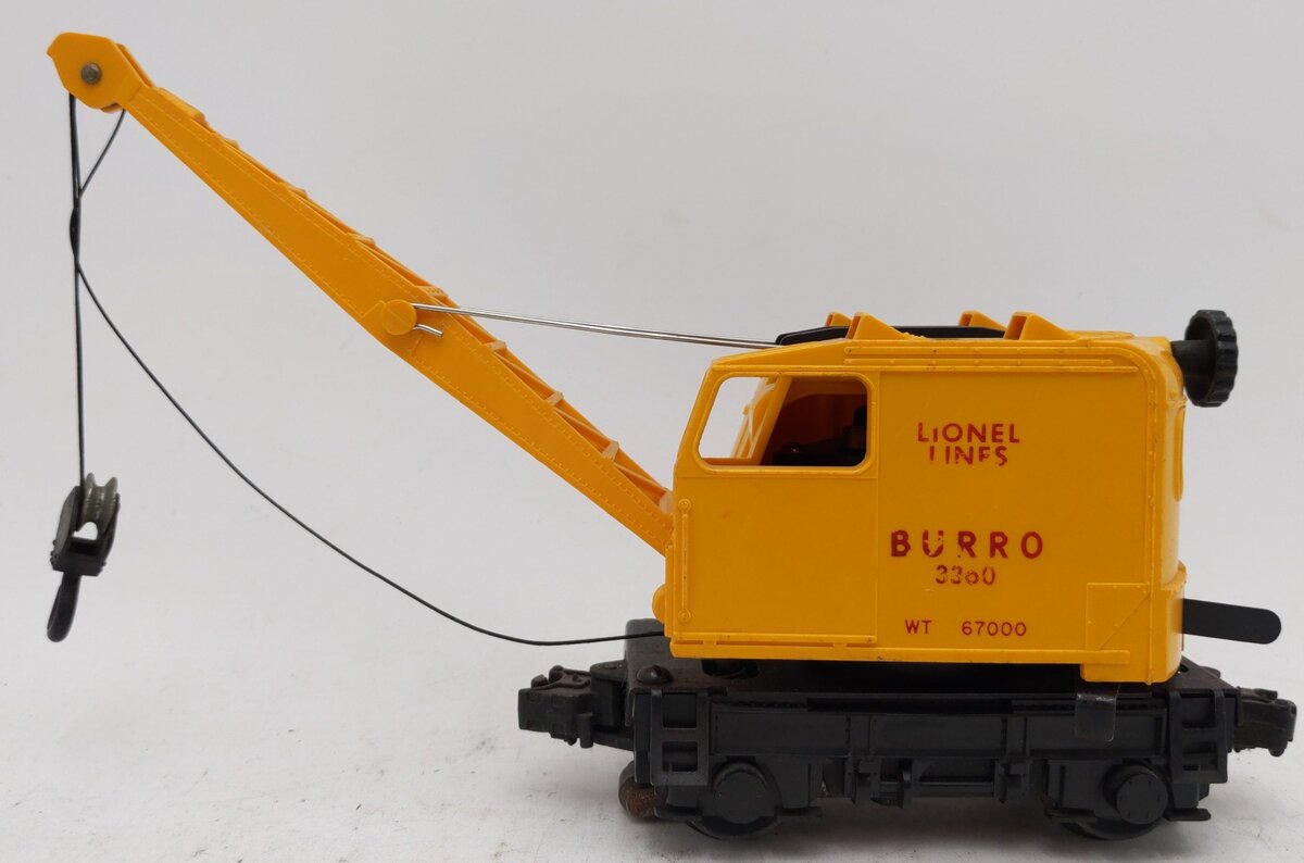 Lionel 3360 Vintage O Gauge Postwar Operating Burro Crane Car VG