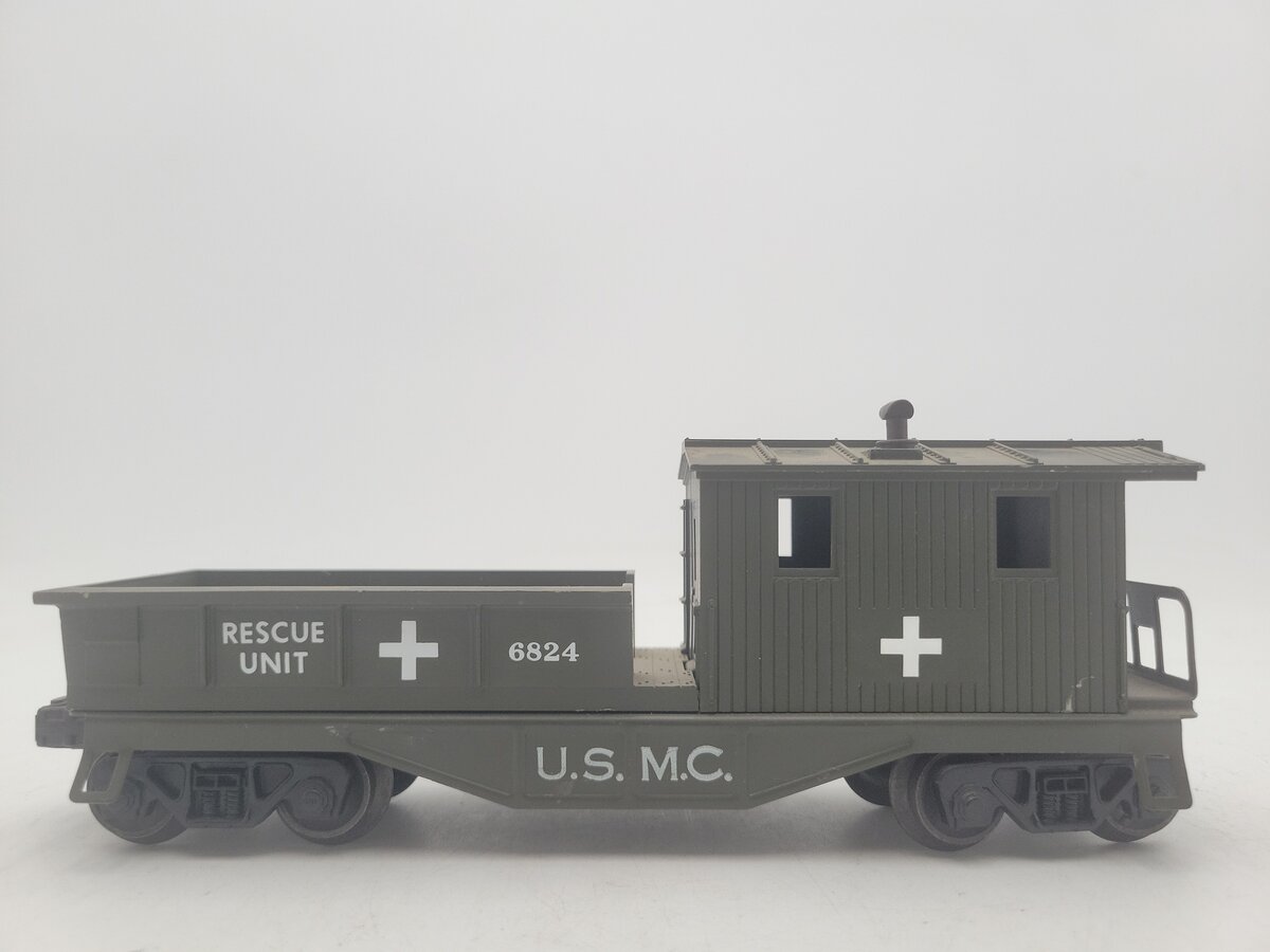 Lionel 6824 Vintage O Olive Drab U.S.M.C. Rescue Caboose VG