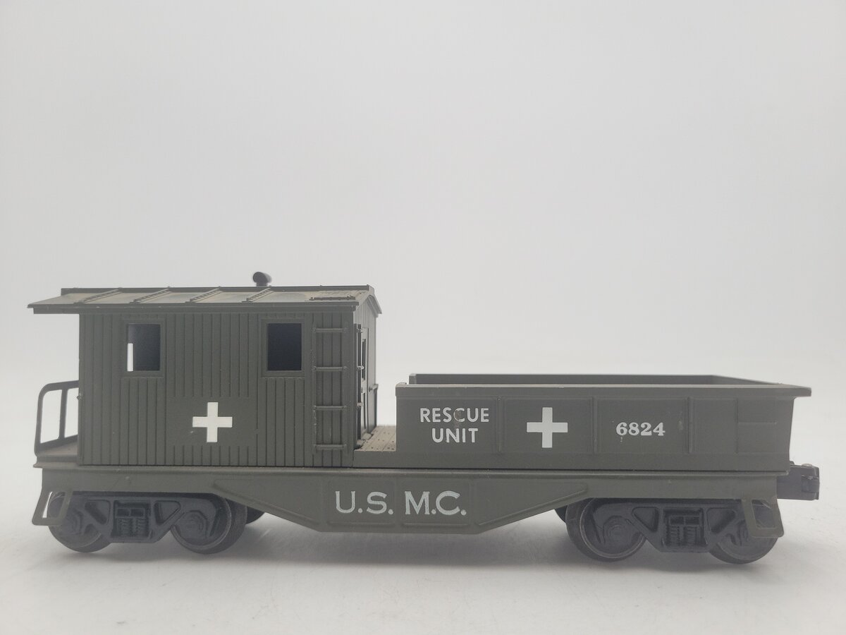 Lionel 6824 Vintage O Olive Drab U.S.M.C. Rescue Caboose VG