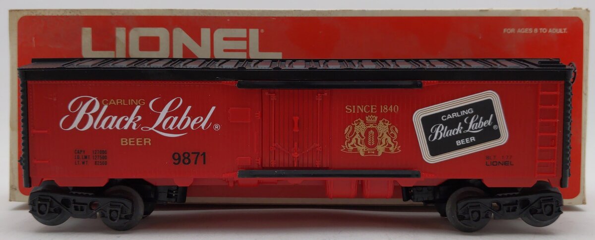 Lionel 6-9871 O Gauge Carling Black Label Beer Billboard Reefer Car EX/Box