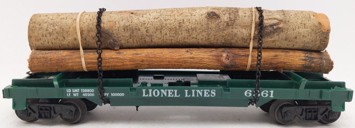 Lionel 6361 Vintage O Flatcar with 3 Chained Logs #6361 VG/Box