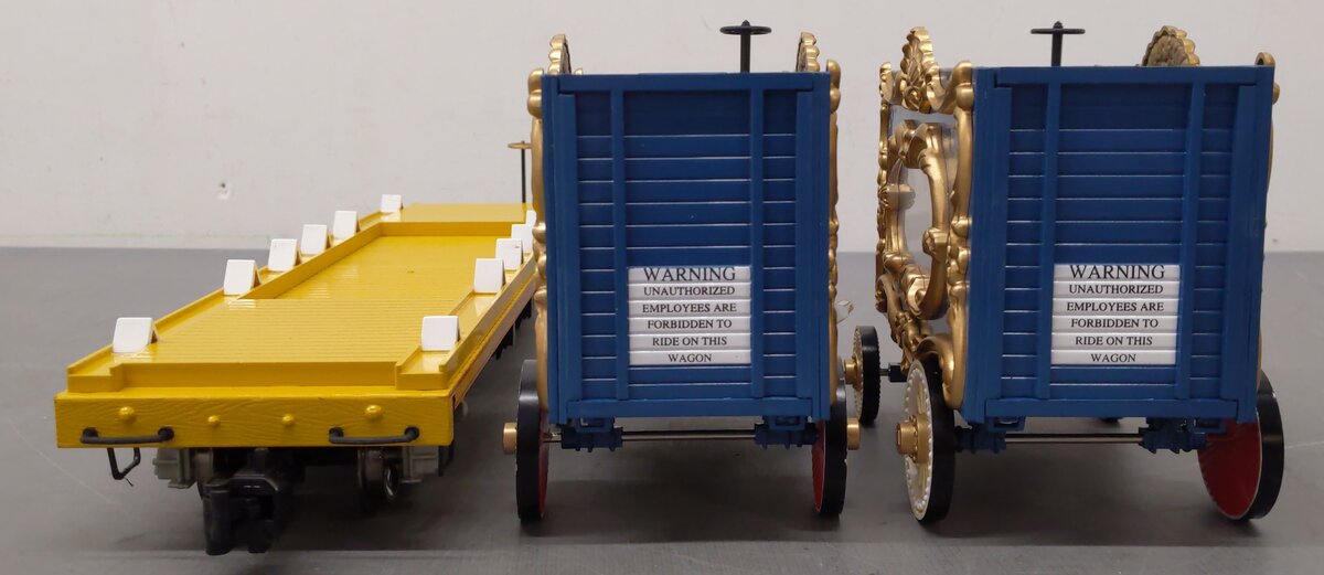 Bachmann 92705 Flatcar with two Tableau Wagons-Metal Wheels EX/Box