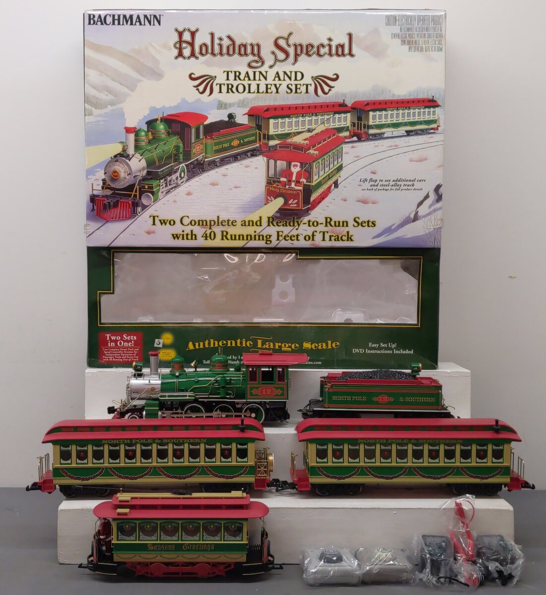 Bachmann 90054 Holiday Special G Gauge Steam Train Set LN/Box