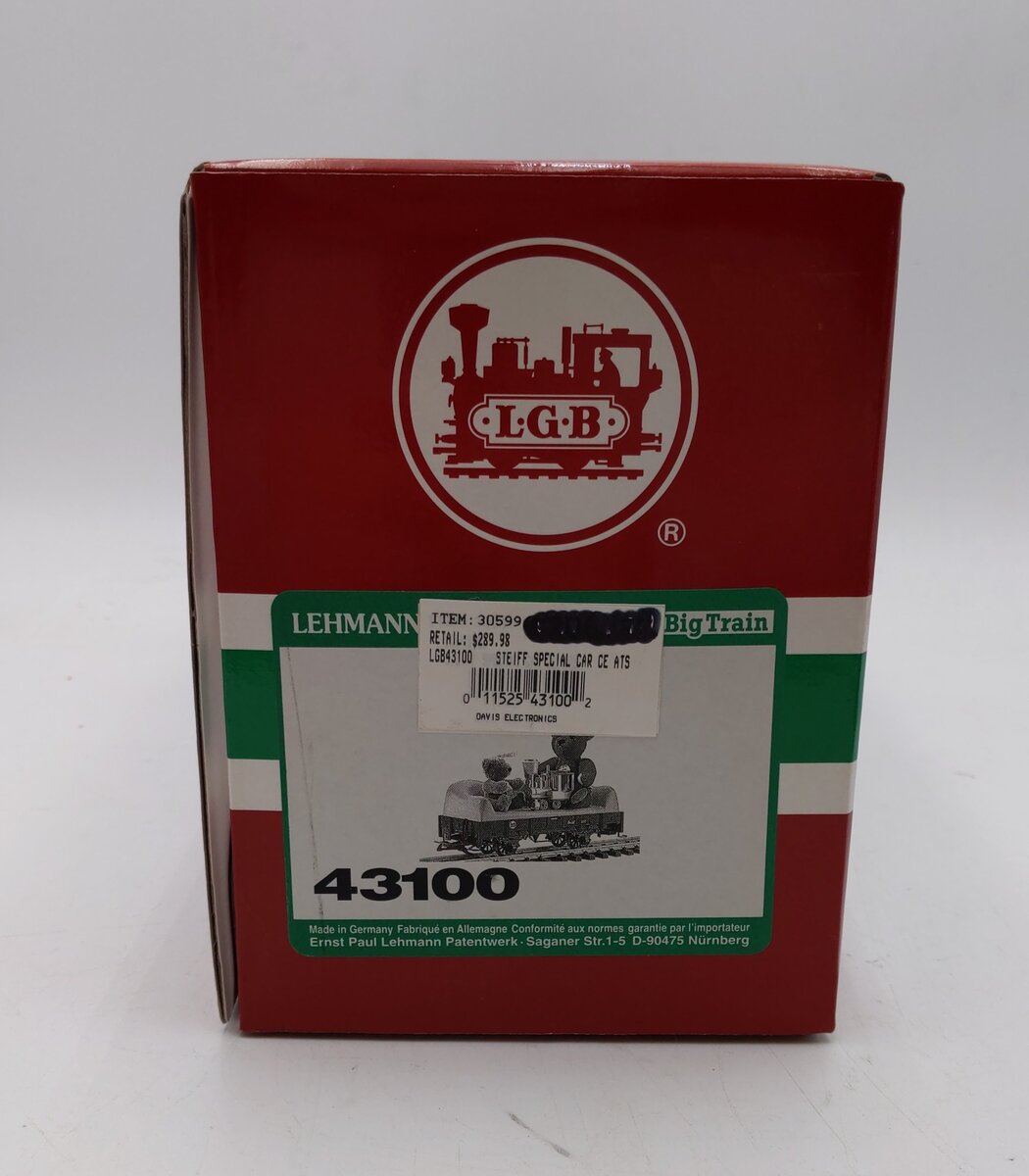 LGB 43100 G Scale Flatcar w/ Red & Green Steiff Bears NIB