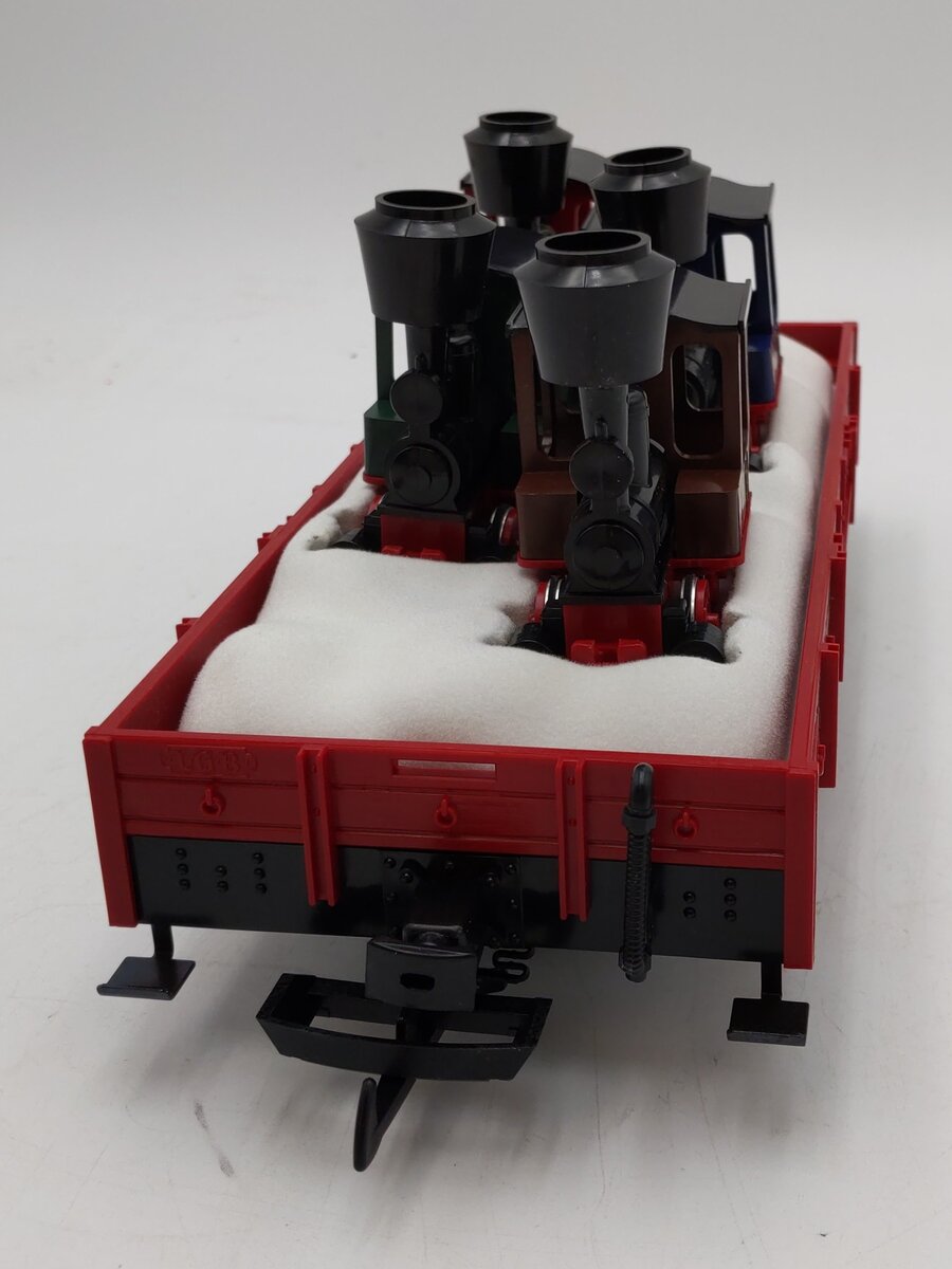 LGB 42100 G 1997 Christmas Flatcar w/4 Mini Trains Load NIB