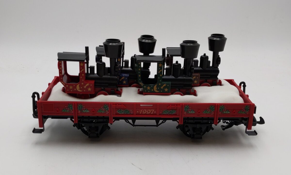 LGB 42100 G 1997 Christmas Flatcar w/4 Mini Trains Load NIB