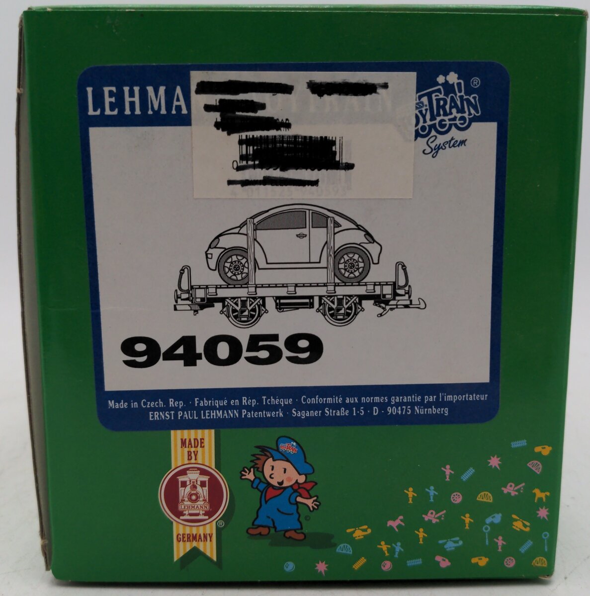 LGB 94059 G Scale Flatcar with Yellow VW Beetle #94059 EX/Box