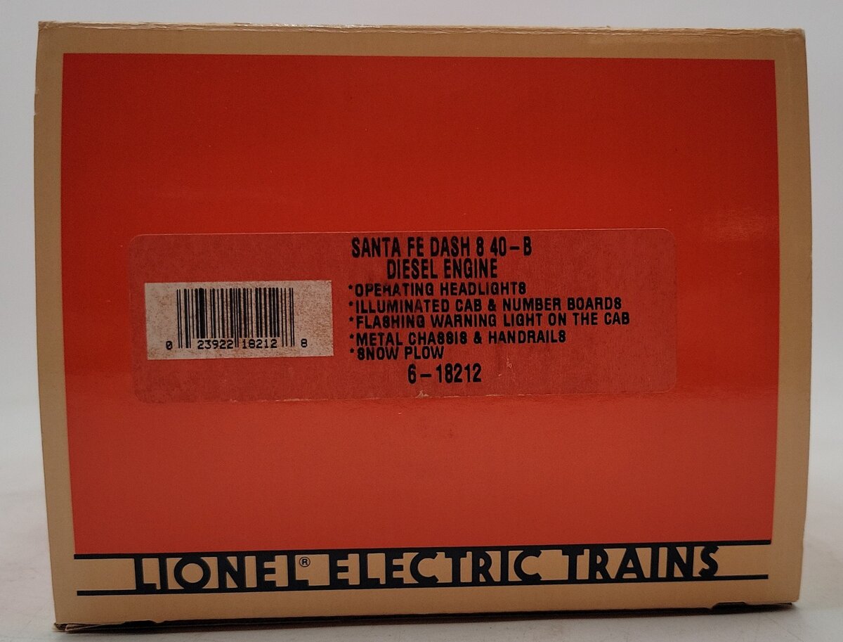 Lionel 6-18212 O Santa Fe Dash 8 40-B Non-Powered Diesel Locomotive #8212 EX/Box