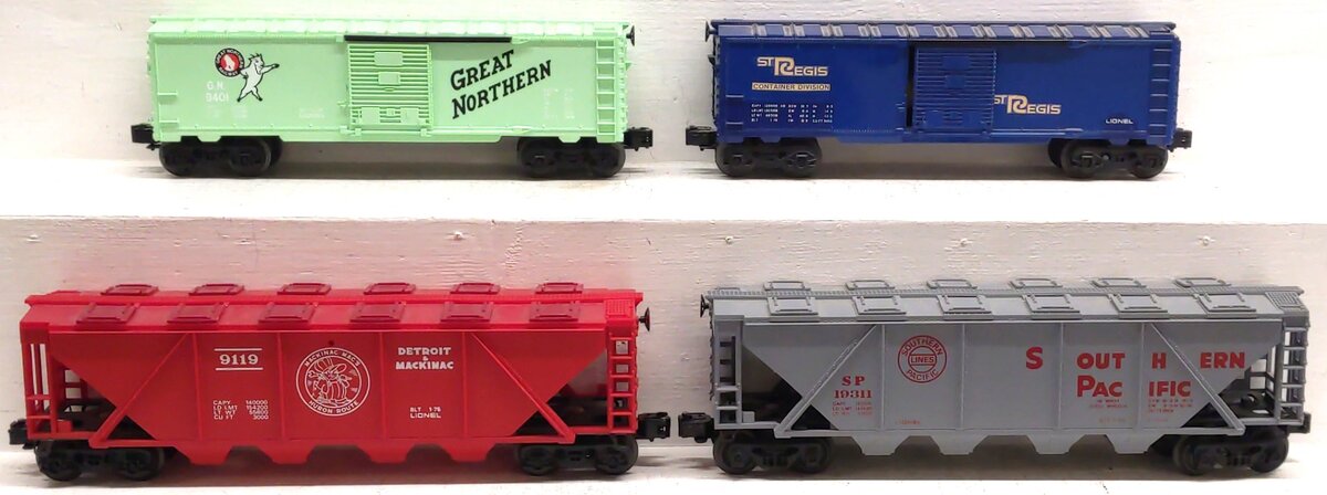 Lionel O Gauge Assorted Boxcars & Hoppers: 9771, 9401, 9119, 19311 [4] EX