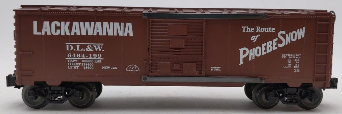 Lionel 6-29250 O Delaware, Lackawanna and Western Phoebe Snow Boxcar #6464-199 LN/Box