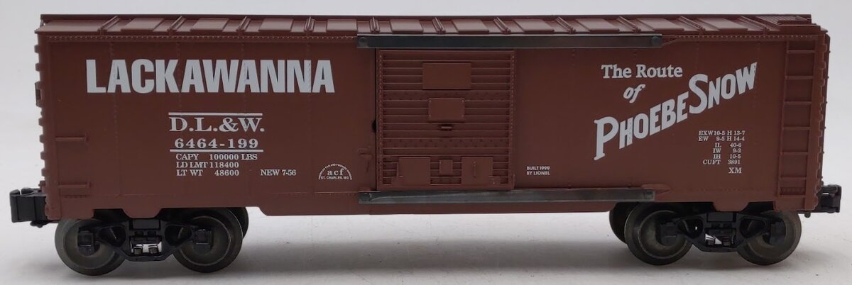 Lionel 6-29250 O Delaware, Lackawanna and Western Phoebe Snow Boxcar #6464-199 LN/Box