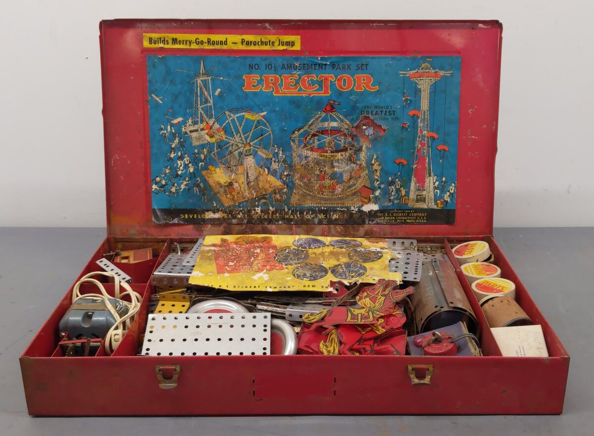 Gilbert 10 1/2 Vintage Amusement Park Erector Set VG