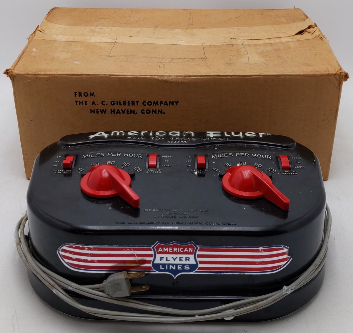 American Flyer 22090 Vintage S 350 Watt Dual Control Transformer VG/Box