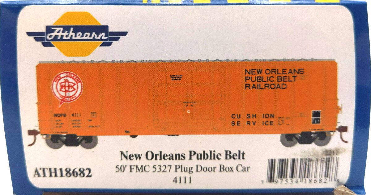 Athearn 18682 HO New Orleans Public Belt FMC 5327 12' Plug Door Box #4111