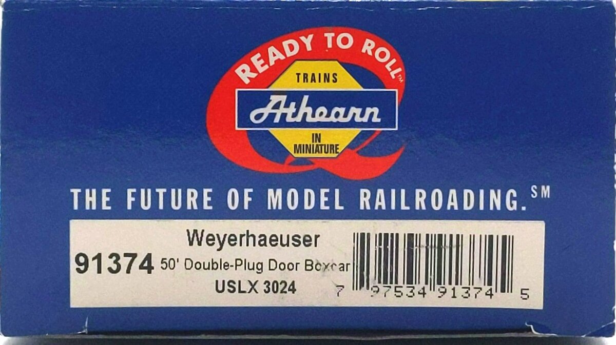 Athearn 91374 HO Scale Weyerhauser 50' Double-Plug Door Boxcar #3024 LN/Box