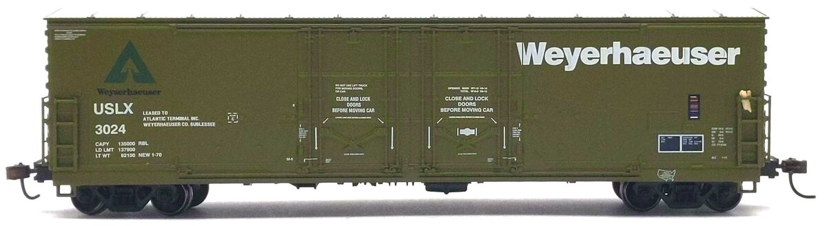 Athearn 91374 HO Scale Weyerhauser 50' Double-Plug Door Boxcar #3024 LN/Box