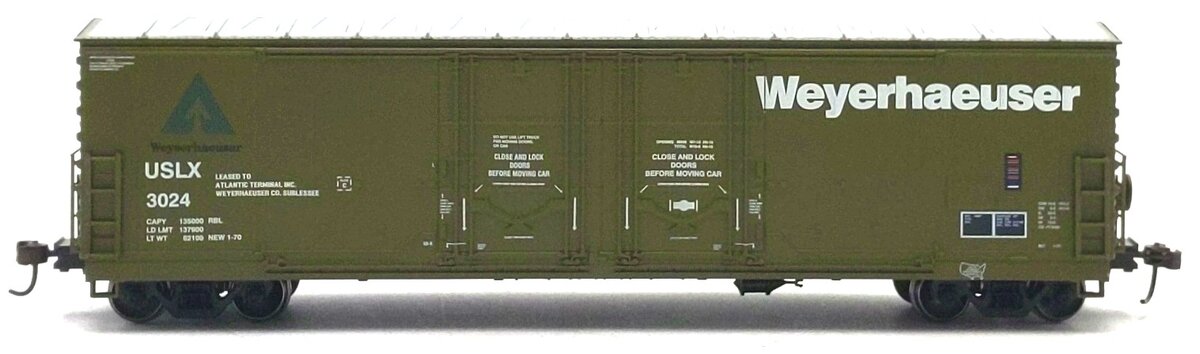 Athearn 91374 HO Scale Weyerhauser 50' Double-Plug Door Boxcar #3024 LN/Box