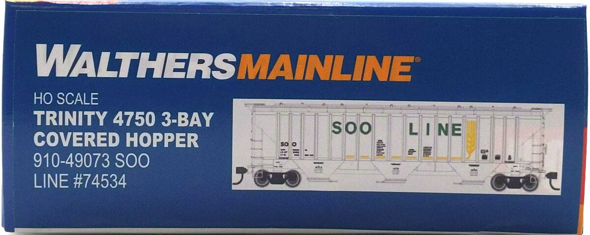 Walthers 910-49073 HO SOO 57' Trinity 4750 3-Bay Covered Hopper #74534