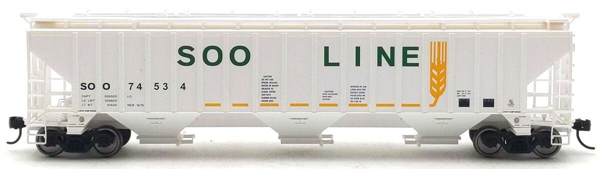 Walthers 910-49073 HO SOO 57' Trinity 4750 3-Bay Covered Hopper #74534 LN/Box