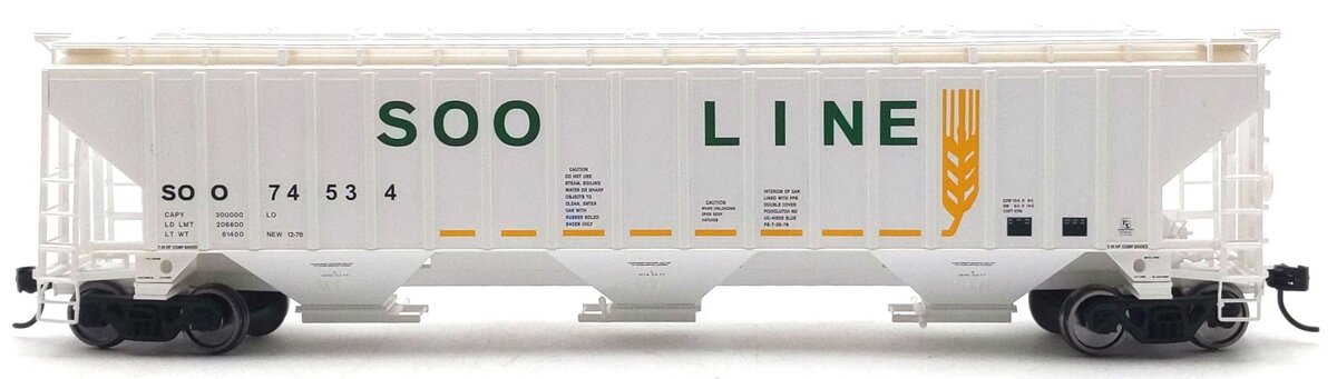 Walthers 910-49073 HO SOO 57' Trinity 4750 3-Bay Covered Hopper #74534