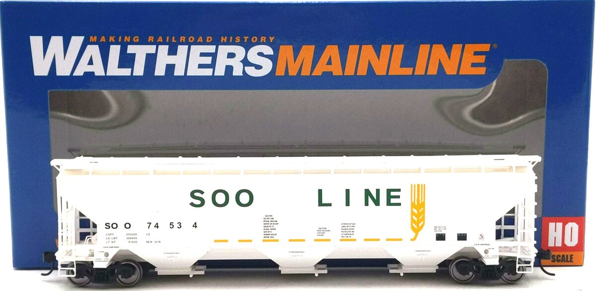 Walthers 910-49073 HO SOO 57' Trinity 4750 3-Bay Covered Hopper #74534