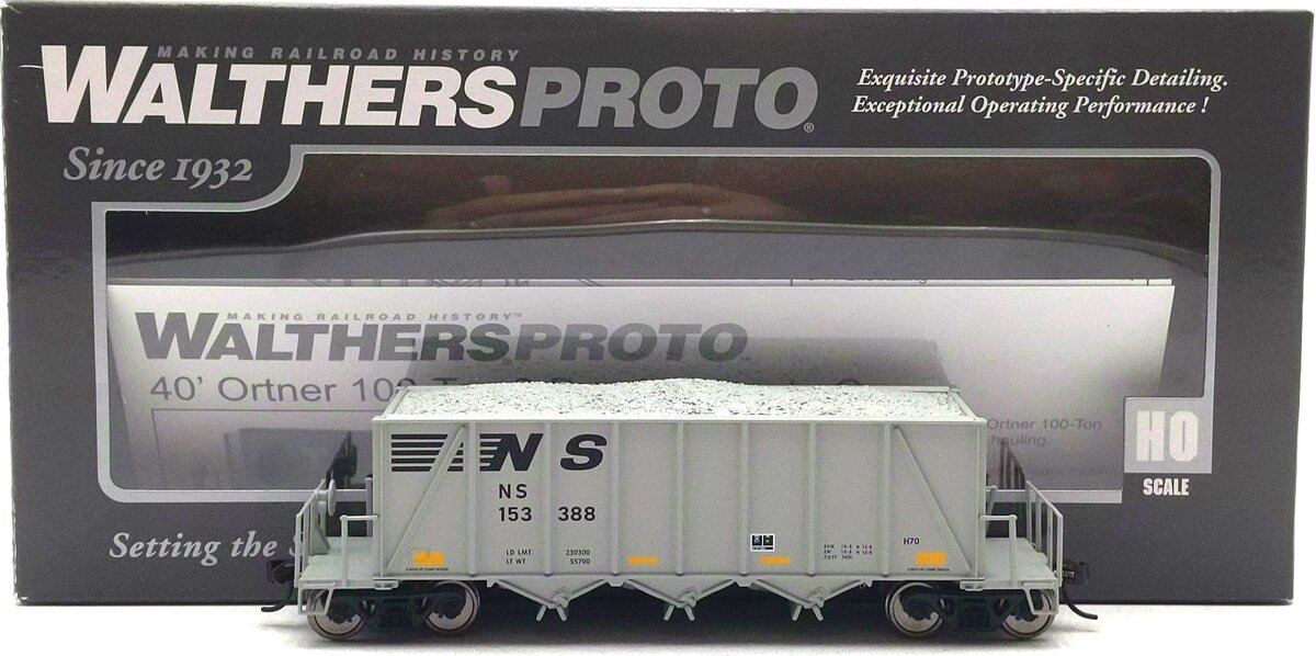 Walthers 920-106044 HO NS RTR 40' Ortner 100-Ton Open Aggregate Hopper #153388 LN/Box