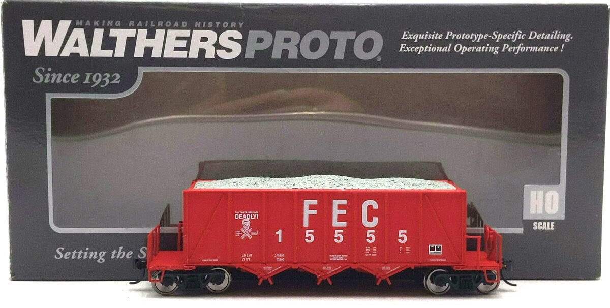 Walthers 920-106037 HO FEC RTR 40' Ortner 100-Ton Open Aggregate Hopper #15555 LN/Box