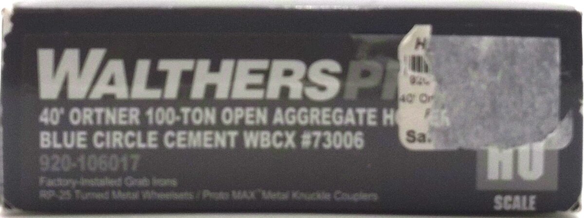Walthers 920-106017 HO WBCX RTR 40' Ortner 100-Ton Open Aggregate Hopper #73006