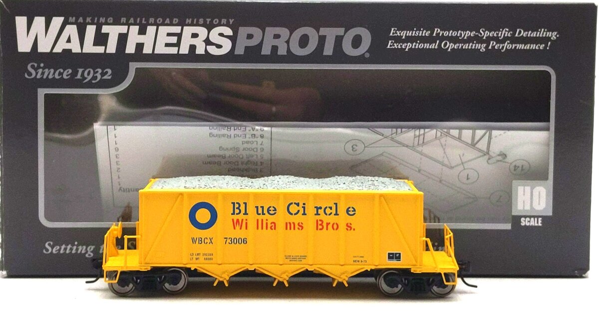Walthers 920-106017 HO WBCX RTR 40' Ortner 100-Ton Open Aggregate Hopper #73006