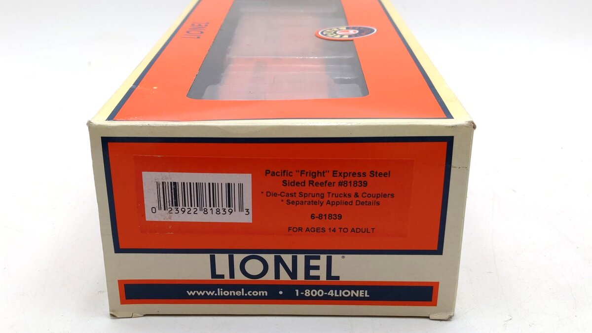 Lionel 6-81839 O Gauge Pacific Fruit Express Steel-Side Reefer #81839 LN/Box