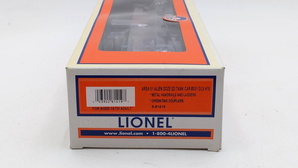 Lionel 6-81419 O Gauge Alien Ooze Single-Dome Tank Car LN/Box
