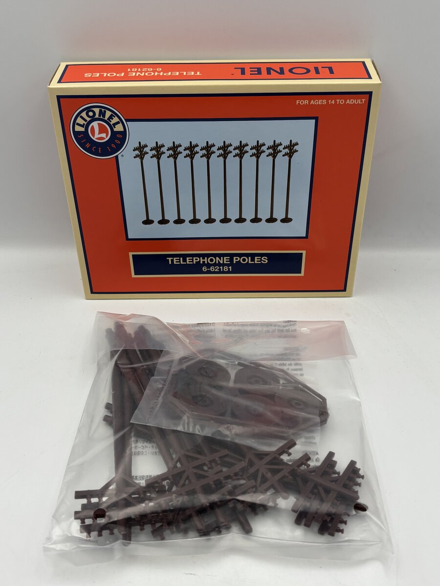 Lionel 6-62181 O Gauge Telephone Poles (Set of 10) NIB