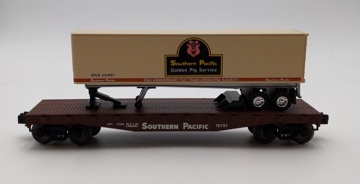 Lionel 6-17889 O Gauge TTOS Southern Pacific Flatcar with Trailer #15791 NIB