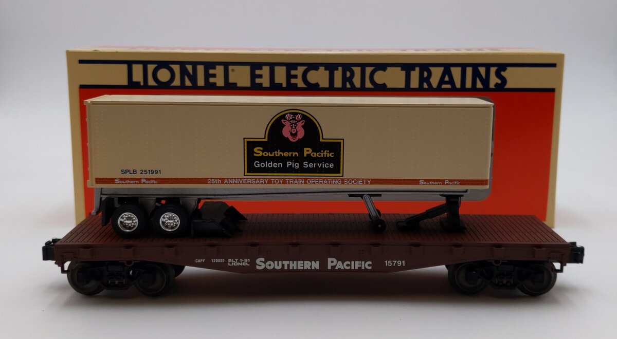Lionel 6-17889 O Gauge TTOS Southern Pacific Flatcar with Trailer #15791 NIB