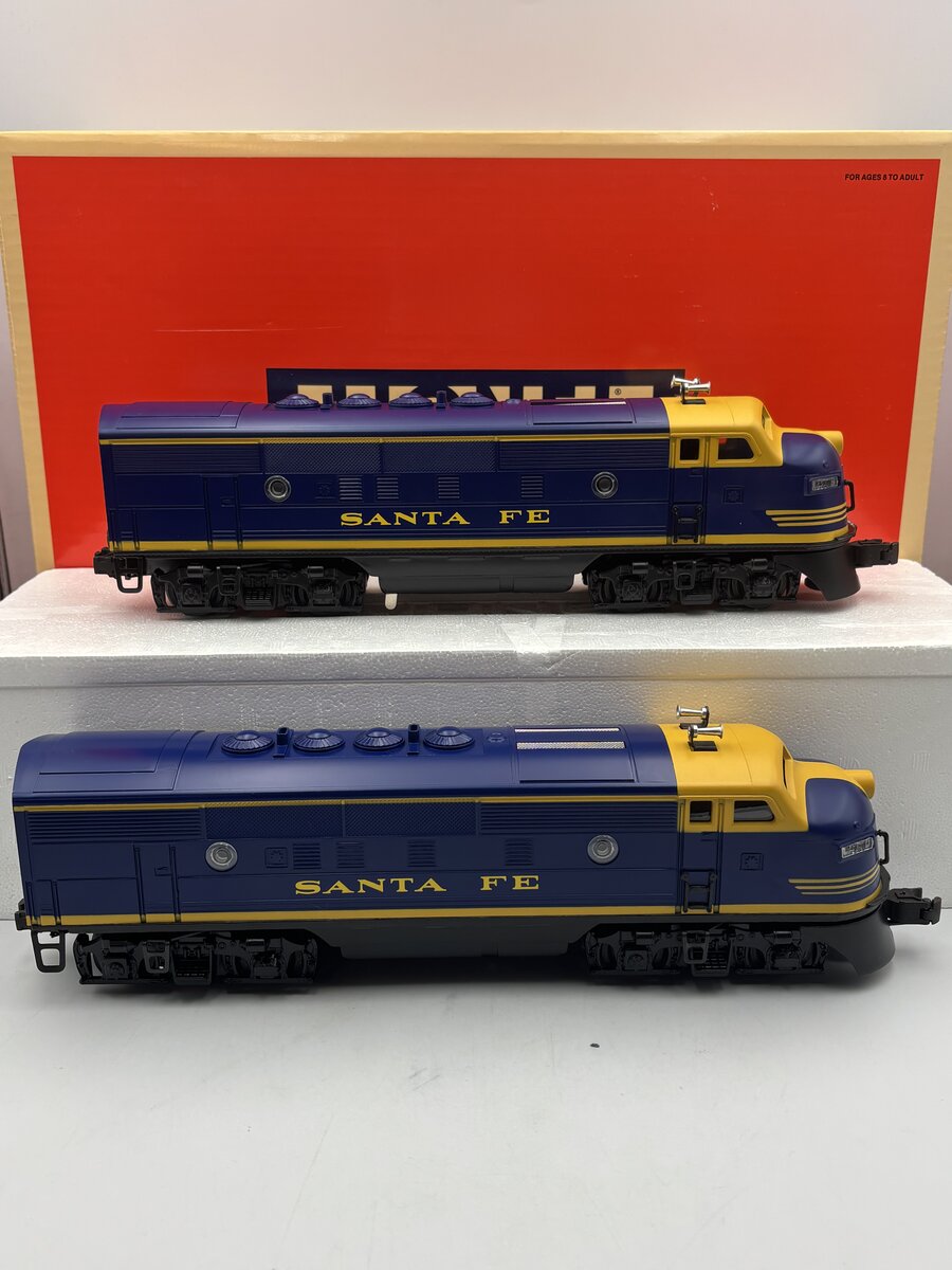 Lionel 6-18117 O Gauge Santa Fe Blue/Yellow F3 AA Diesel Set EX/Box