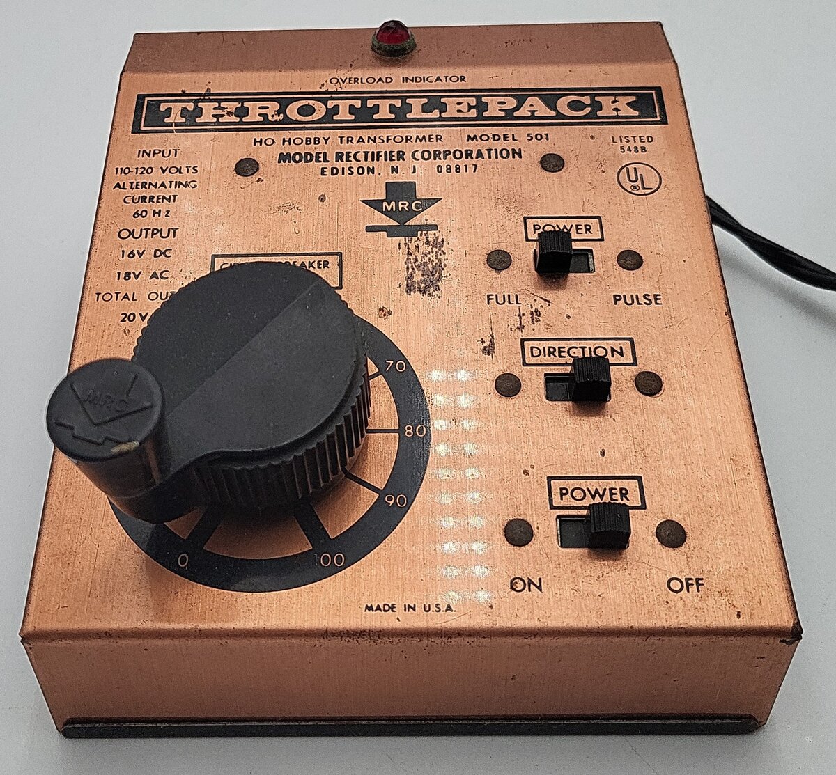 MRC 501 HO Scale Throttlepack Train Control VG