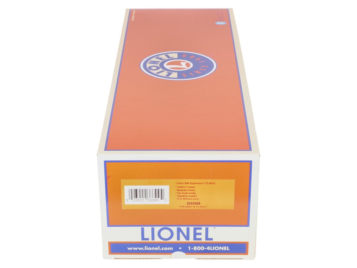 Lionel 2033309 O Gauge Cotton Belt F7 B Unit Diesel #928 with Superbass/LCS EX/Box