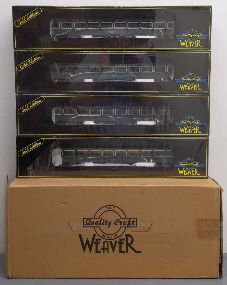 Weaver G1237S O Scale Reading Pullman-Bradley Coach Cars (Set of 4) - 2-Rail MT/Box